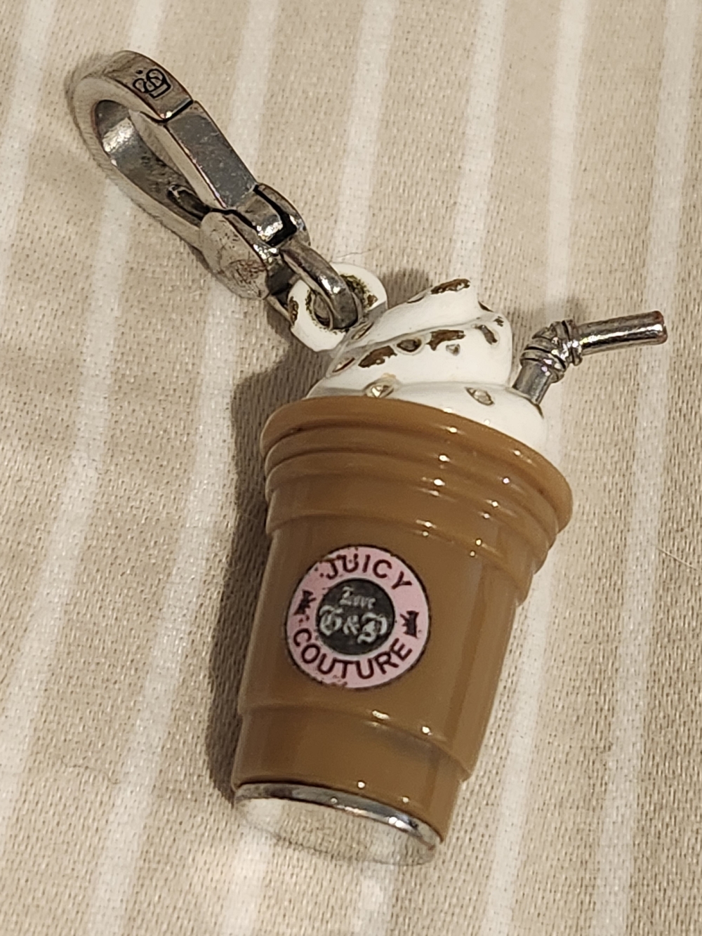 Juicy Couture Brown Coffee Cup Charm Keychain
